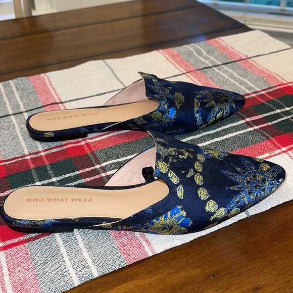 Who What Wear navy floral Mules 7.5 - Picture 3 of 5